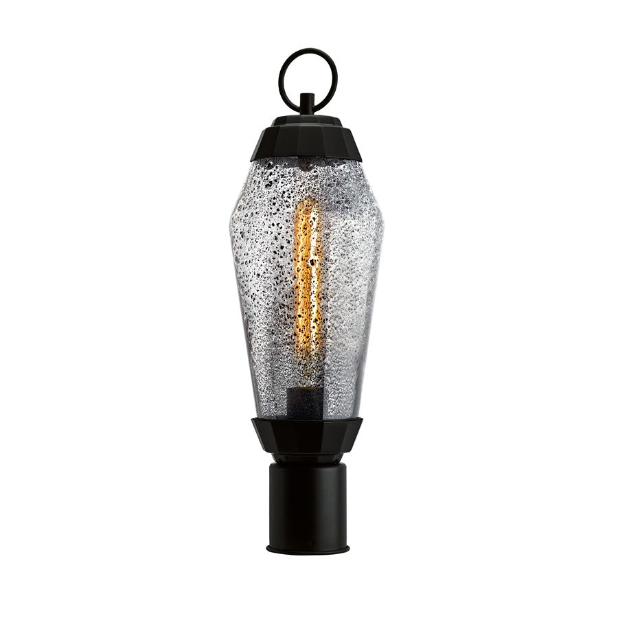 Atlas Lighting Lyrids 20in 1-Light Outdoor Post Light | Modern Matte Black and Clear Inclusion Glass | Entryway & Garden | Model OL11268-BK