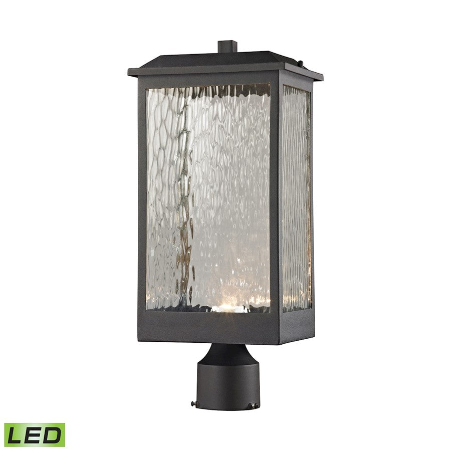 Atlas Lighting Newcastle 8in 1-Light Outdoor Post Light | Transitional Textured Matte Black and Clear Glass | Driveway & Entryway | Model OL11271-BK