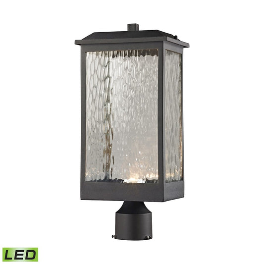 Atlas Lighting Newcastle 8in 1-Light Outdoor Post Light | Transitional Textured Matte Black and Clear Glass | Driveway & Entryway | Model OL11271-BK