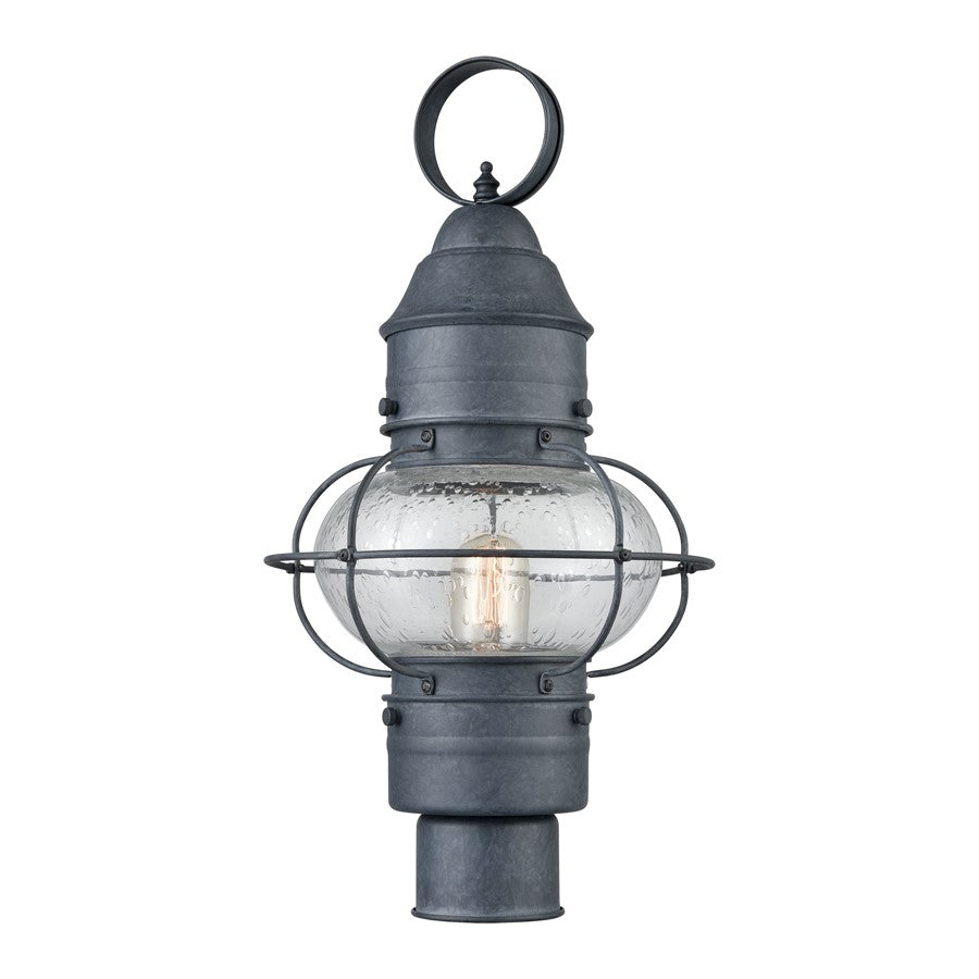 Atlas Lighting Onion 10in 1-Light Outdoor Post Light | Traditional Aged Zinc and Clear Seeded Glass | Driveway & Entryway | Model OL11272-GY