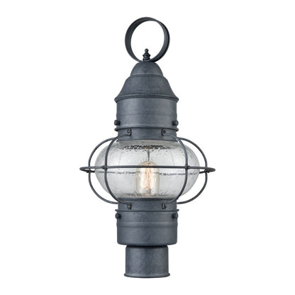 Atlas Lighting Onion 10in 1-Light Outdoor Post Light | Traditional Aged Zinc and Clear Seeded Glass | Driveway & Entryway | Model OL11272-GY