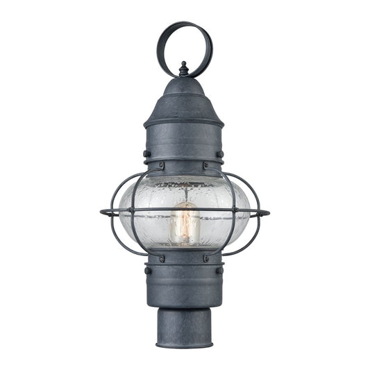 Atlas Lighting Onion 10in 1-Light Outdoor Post Light | Traditional Aged Zinc and Clear Seeded Glass | Driveway & Entryway | Model OL11272-GY