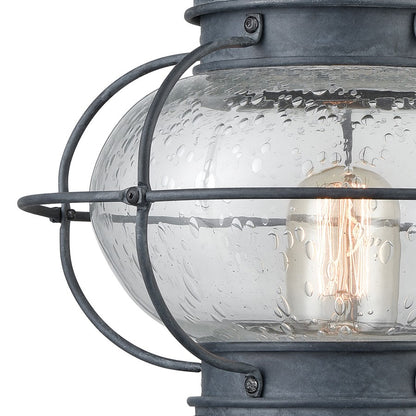 Atlas Lighting Onion 10in 1-Light Outdoor Post Light | Traditional Aged Zinc and Clear Seeded Glass | Driveway & Entryway | Model OL11272-GY