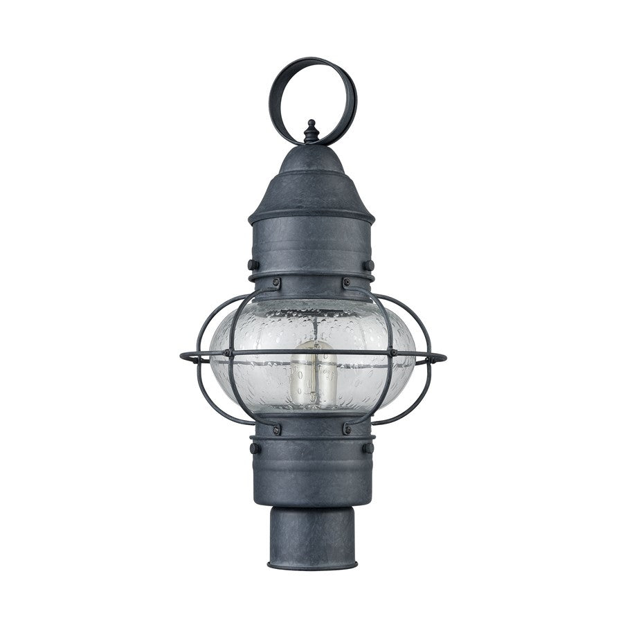 Atlas Lighting Onion 10in 1-Light Outdoor Post Light | Traditional Aged Zinc and Clear Seeded Glass | Driveway & Entryway | Model OL11272-GY