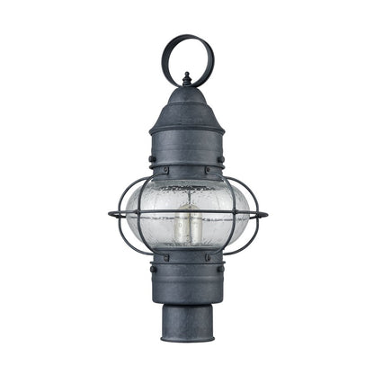 Atlas Lighting Onion 10in 1-Light Outdoor Post Light | Traditional Aged Zinc and Clear Seeded Glass | Driveway & Entryway | Model OL11272-GY