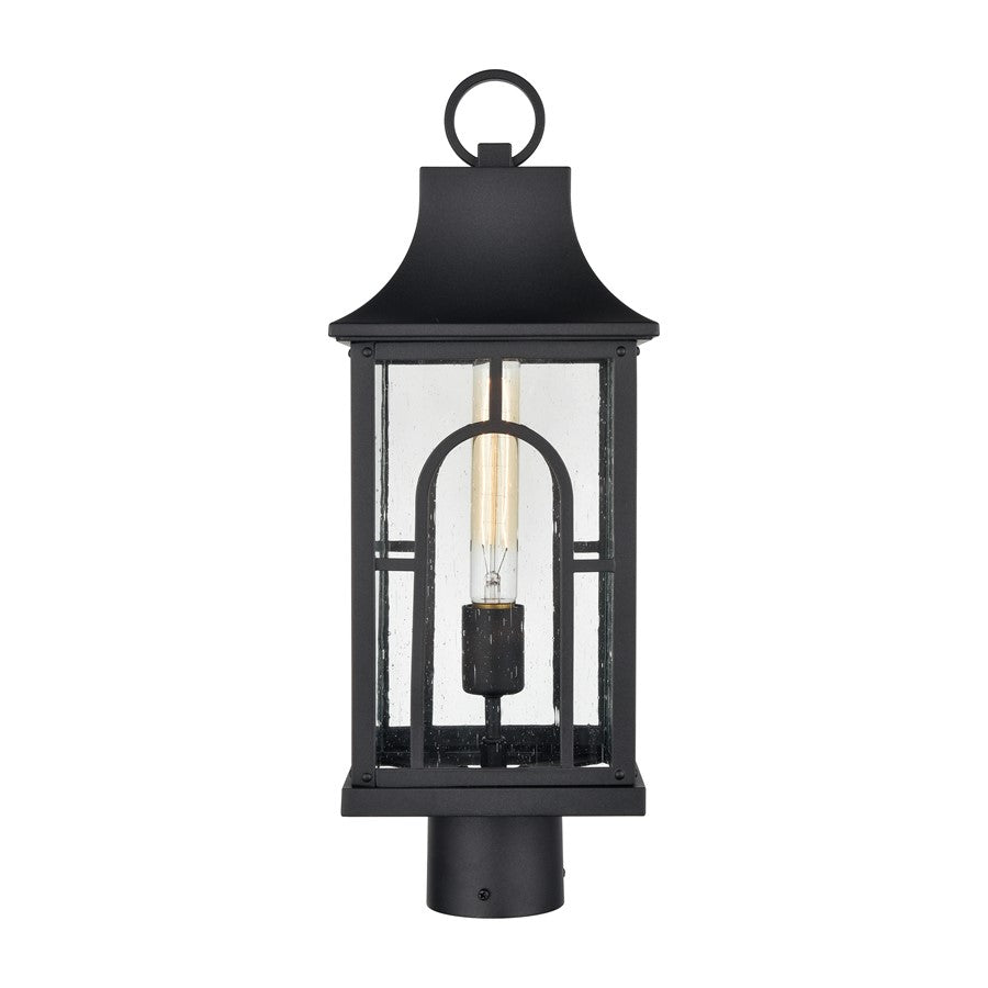 Atlas Lighting Triumph 19.75in 1-Light Outdoor Post Light | Traditional Textured Black and Seeded Glass Lantern | Driveway | Model OL11275-BK