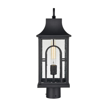 Atlas Lighting Triumph 19.75in 1-Light Outdoor Post Light | Traditional Textured Black and Seeded Glass Lantern | Driveway | Model OL11275-BK
