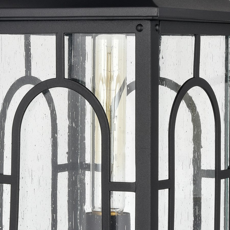 Atlas Lighting Triumph 19.75in 1-Light Outdoor Post Light | Traditional Textured Black and Seeded Glass Lantern | Driveway | Model OL11275-BK
