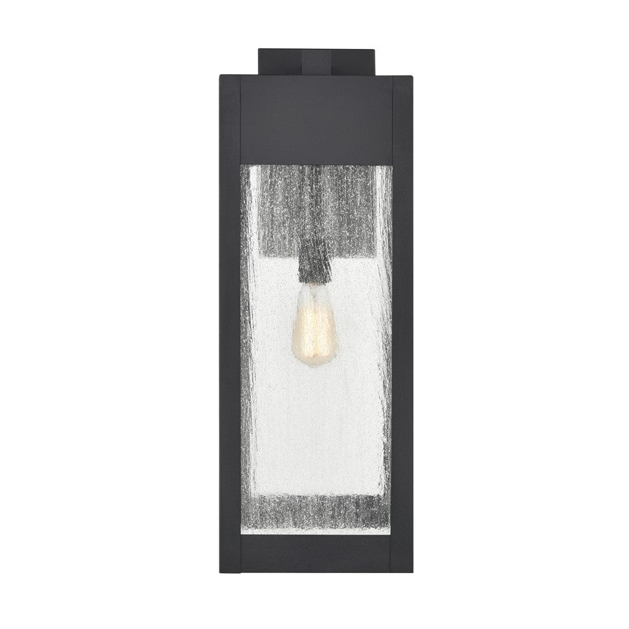 Atlas Lighting Angus 26.25in 1-Light Outdoor Sconce | Transitional Charcoal and Seeded Glass Rectangular | Entryway & Covered | Model OL11287-BK
