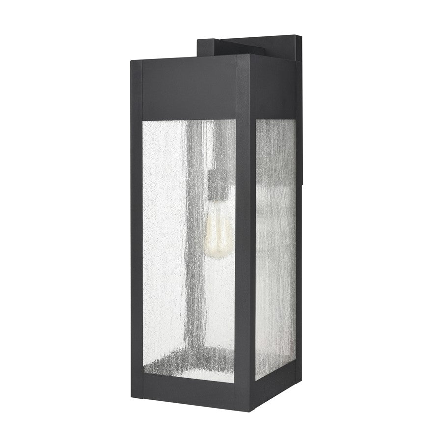 Atlas Lighting Angus 26.25in 1-Light Outdoor Sconce | Transitional Charcoal and Seeded Glass Rectangular | Entryway & Covered | Model OL11287-BK