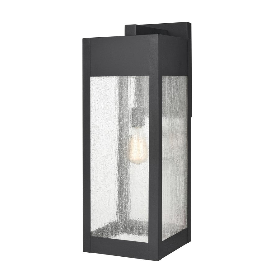 Atlas Lighting Angus 26.25in 1-Light Outdoor Sconce | Transitional Charcoal and Seeded Glass Rectangular | Entryway & Covered | Model OL11287-BK
