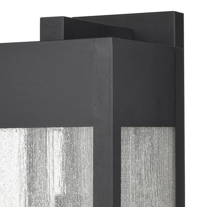 Atlas Lighting Angus 26.25in 1-Light Outdoor Sconce | Transitional Charcoal and Seeded Glass Rectangular | Entryway & Covered | Model OL11287-BK