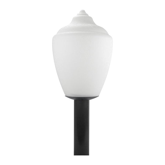 Atlas Lighting Etch 16in 1-Light Outdoor Post Light | Modern Black and White Plastic Shade | Garden & Pathway | 11 x 11 x 16 in | Model OL11304-BK