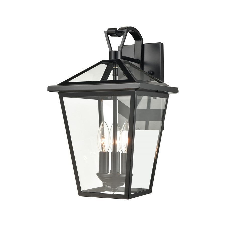 Atlas Lighting Main Street 16" 3Lt Outdoor Sconce, Black/Clear - OL11339-BK
