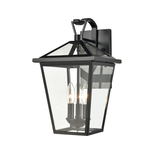 Atlas Lighting Main Street 16" 3Lt Outdoor Sconce, Black/Clear - OL11339-BK