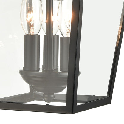 Atlas Lighting Main Street 16" 3Lt Outdoor Sconce, Black/Clear