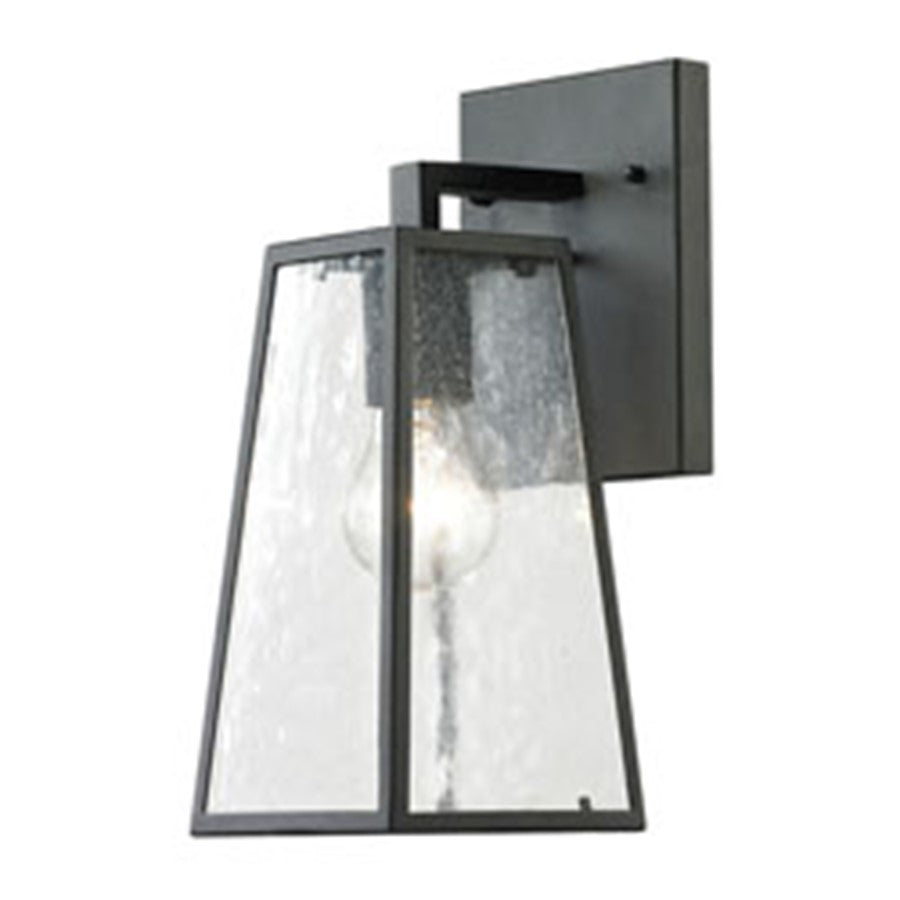 Atlas Lighting Meditterano 12in 1-Light Outdoor Sconce | Transitional Matte Black and Clear Seeded Glass | Entryway & Patio | Model OL11350-BK