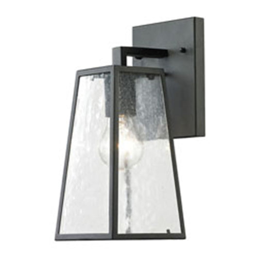 Atlas Lighting Meditterano 12in 1-Light Outdoor Sconce | Transitional Matte Black and Clear Seeded Glass | Entryway & Patio | Model OL11350-BK