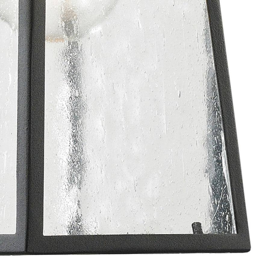Atlas Lighting Meditterano 12in 1-Light Outdoor Sconce | Transitional Matte Black and Clear Seeded Glass | Entryway & Patio | Model OL11350-BK