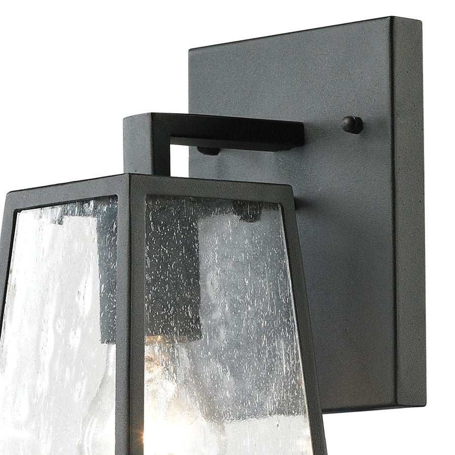 Atlas Lighting Meditterano 12in 1-Light Outdoor Sconce | Transitional Matte Black and Clear Seeded Glass | Entryway & Patio | Model OL11350-BK