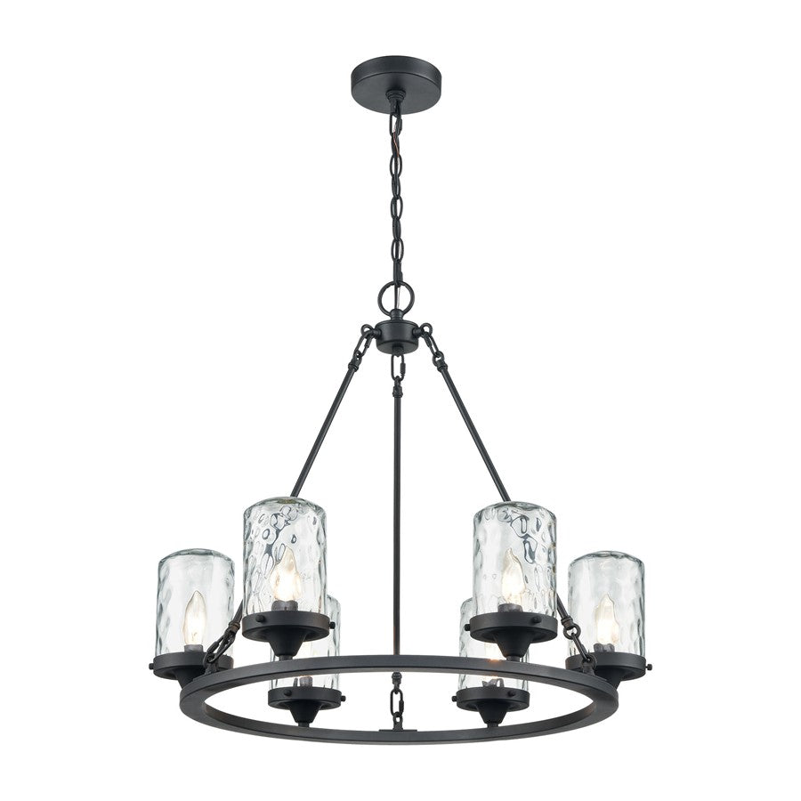 Atlas Lighting Torch 26'' Wide 6Lt Outdoor Pendant, Black/Clear - OL11376-BK