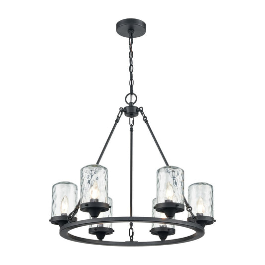 Atlas Lighting Torch 26'' Wide 6Lt Outdoor Pendant, Black/Clear - OL11376-BK