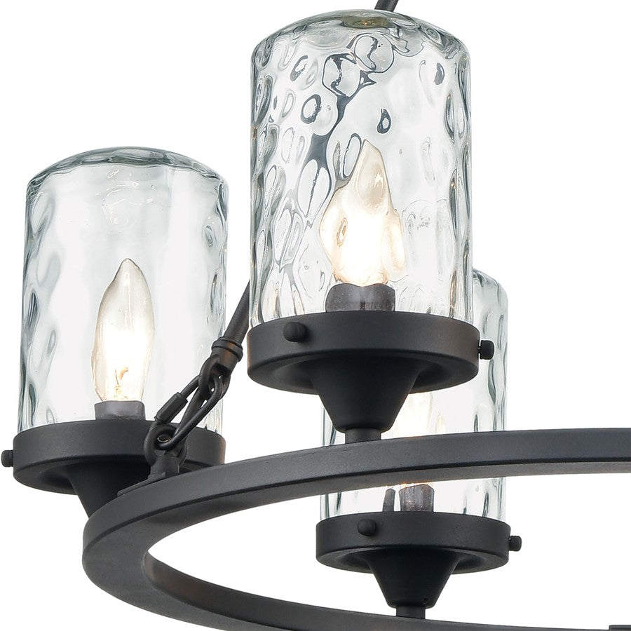 Atlas Lighting Torch 26'' Wide 6Lt Outdoor Pendant, Black/Clear