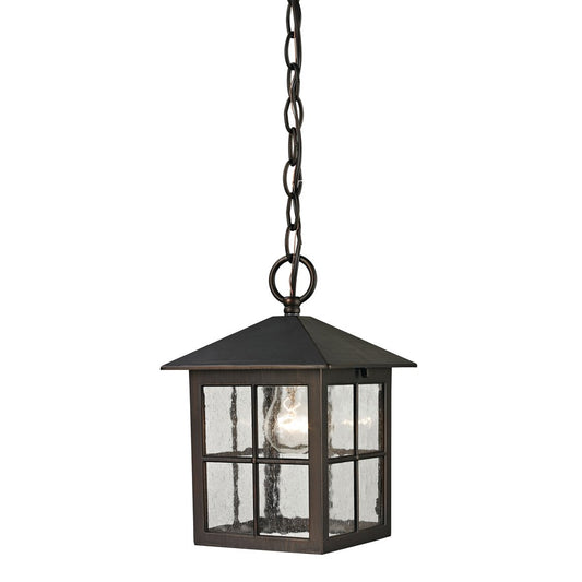 Atlas Lighting Shaker Heights 7in 1-Light Outdoor Pendant | Traditional Hazelnut Bronze and Seeded Glass | Porch & Entryway | Model OL11388-BZ