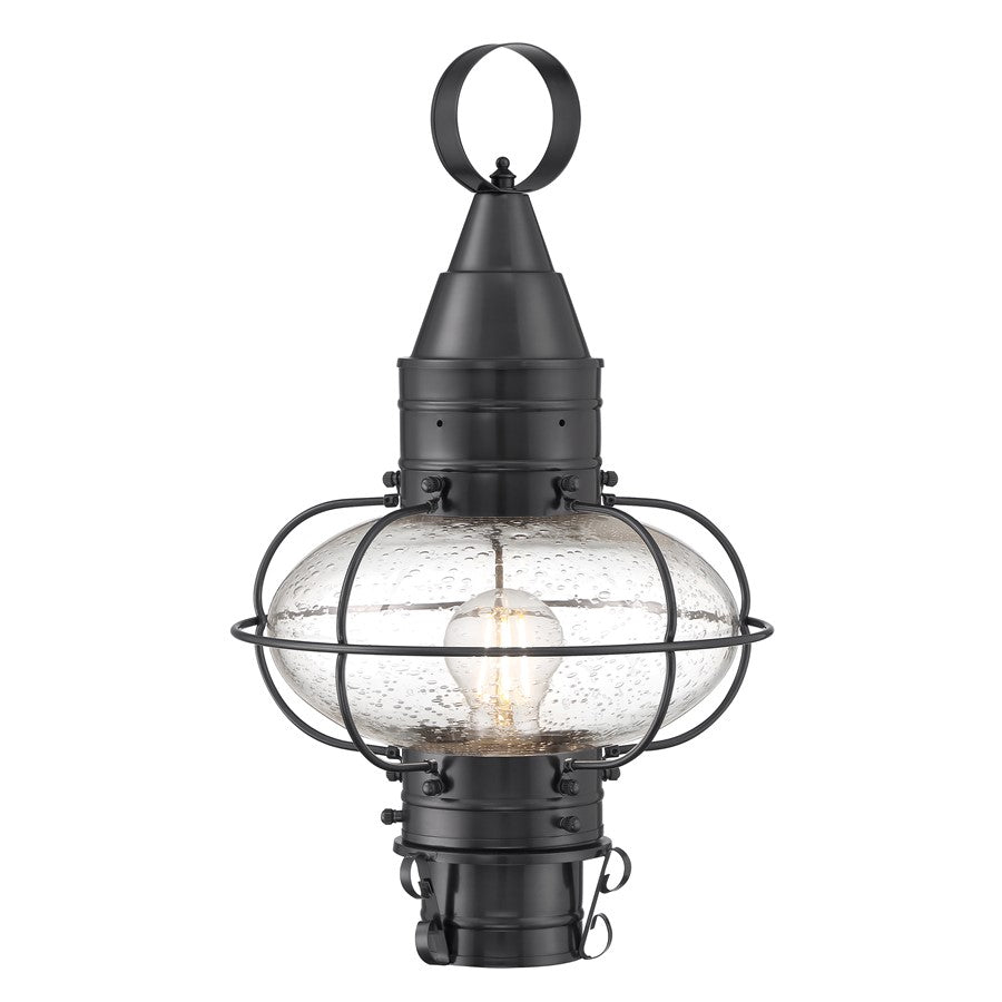 Atlas Lighting Classic Onion 17.5in 1-Light Outdoor Post Light | Coastal Gunmetal Metal and Seeded Glass | Garden & Pathway | Model OL11394-GY
