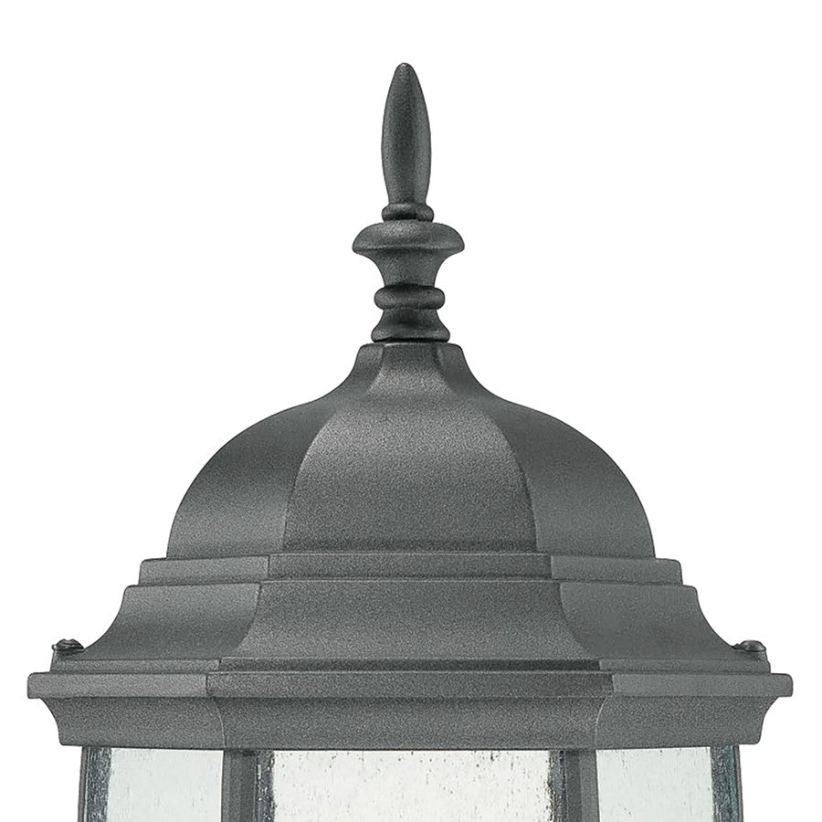 Atlas Covington 21in 1-Light Outdoor Post Light | Traditional Black Metal and Seeded Glass | Driveway & Garden Path | Model OL11395-BK