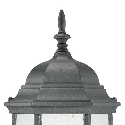 Atlas Covington 21in 1-Light Outdoor Post Light | Traditional Black Metal and Seeded Glass | Driveway & Garden Path | Model OL11395-BK