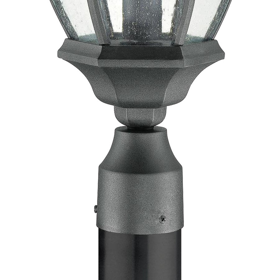 Atlas Covington 21in 1-Light Outdoor Post Light | Traditional Black Metal and Seeded Glass | Driveway & Garden Path | Model OL11395-BK
