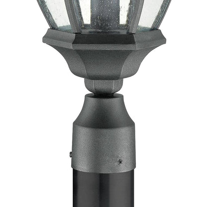 Atlas Covington 21in 1-Light Outdoor Post Light | Traditional Black Metal and Seeded Glass | Driveway & Garden Path | Model OL11395-BK