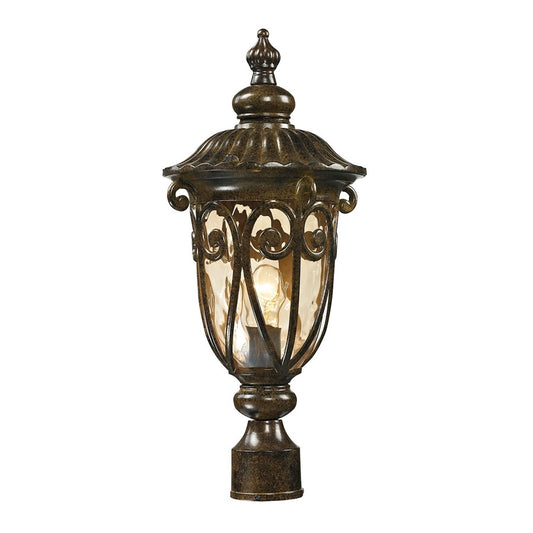 Atlas Logansport 21in 1-Light Outdoor Post Light | Traditional Hazelnut Bronze Metal and Amber Textured Glass | Driveway & Garden | Model OL11397-BZ