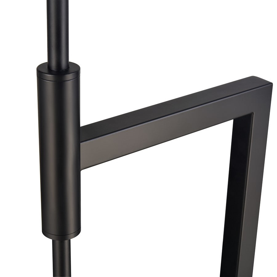 Atlas Baitz 62in Floor Lamp | Transitional Matte Black Metal and Natural Rattan Drum Shade | Living Room & Bedroom | Model PL11001-BK