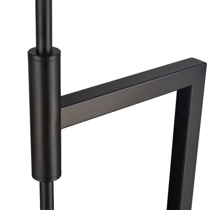 Atlas Baitz 62in Floor Lamp | Transitional Matte Black Metal and Natural Rattan Drum Shade | Living Room & Bedroom | Model PL11001-BK
