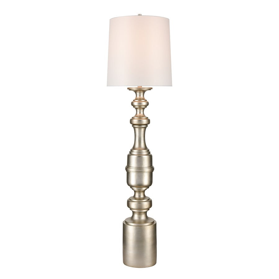 Atlas Lighting Cabello 78in 1-Light Floor Lamp | Transitional Antique Silver and White Fabric | Living Room & Hallway | Model PL11005-SV