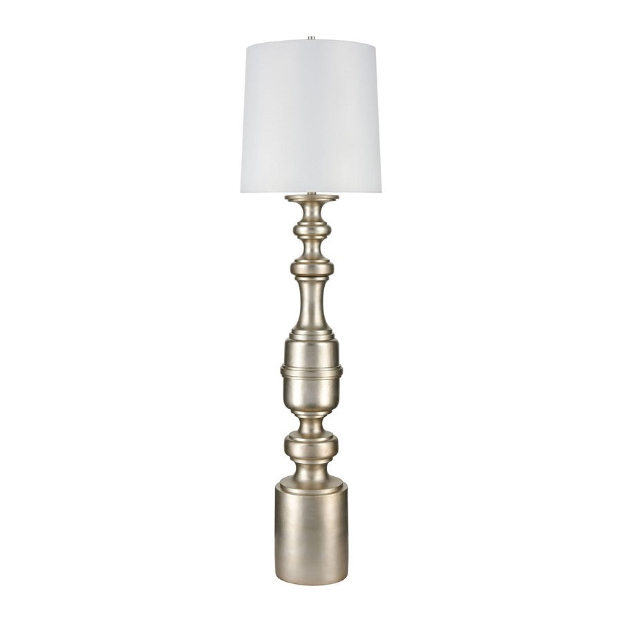 Atlas Lighting Cabello 78in 1-Light Floor Lamp | Transitional Antique Silver and White Fabric | Living Room & Hallway | Model PL11005-SV