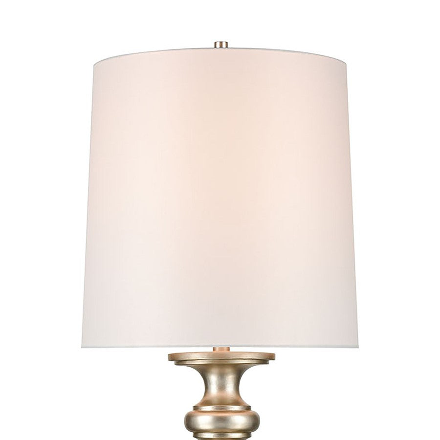 Atlas Lighting Cabello 78in 1-Light Floor Lamp | Transitional Antique Silver and White Fabric | Living Room & Hallway | Model PL11005-SV