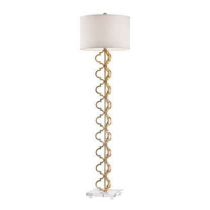 Atlas Lighting Castile 62in 1-Light Floor Lamp | Transitional Gold Leaf and White Fabric | Living Room & Bedroom | 17 x 17 x 62 in | Model PL11006-GD