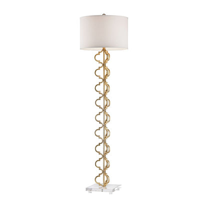 Atlas Lighting Castile 62in 1-Light Floor Lamp | Transitional Gold Leaf and White Fabric | Living Room & Bedroom | 17 x 17 x 62 in | Model PL11006-GD