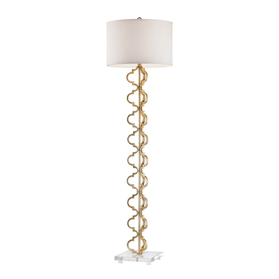 Atlas Lighting Castile 62in 1-Light Floor Lamp | Transitional Gold and White Fabric Shade | Living Room & Bedroom | Model PL11006-GD2