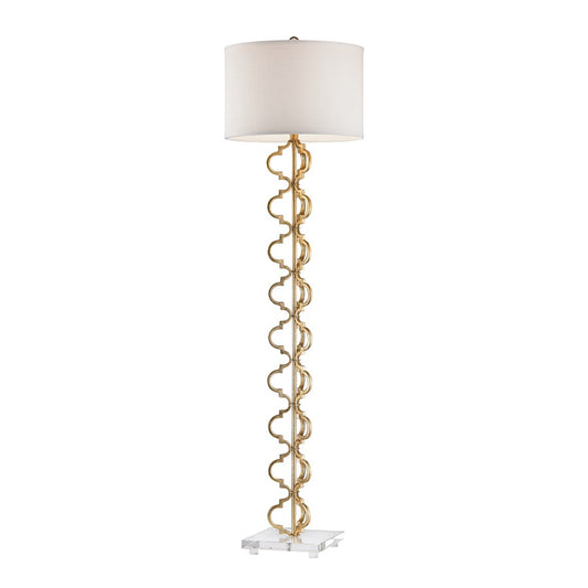 Atlas Lighting Castile 62in 1-Light Floor Lamp | Transitional Gold and White Fabric Shade | Living Room & Bedroom | Model PL11006-GD2