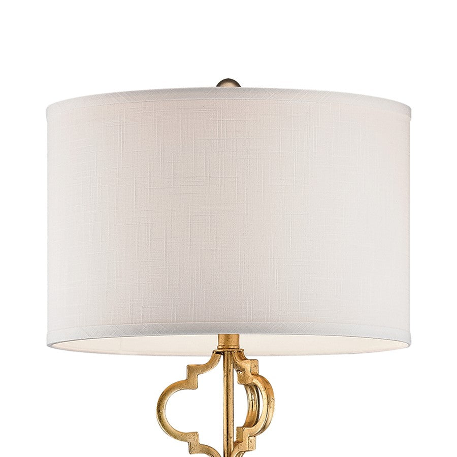 Atlas Lighting Castile 62in 1-Light Floor Lamp | Transitional Gold and White Fabric Shade | Living Room & Bedroom | Model PL11006-GD2