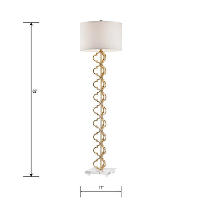 Atlas Lighting Castile 62in 1-Light Floor Lamp | Transitional Gold and White Fabric Shade | Living Room & Bedroom | Model PL11006-GD2