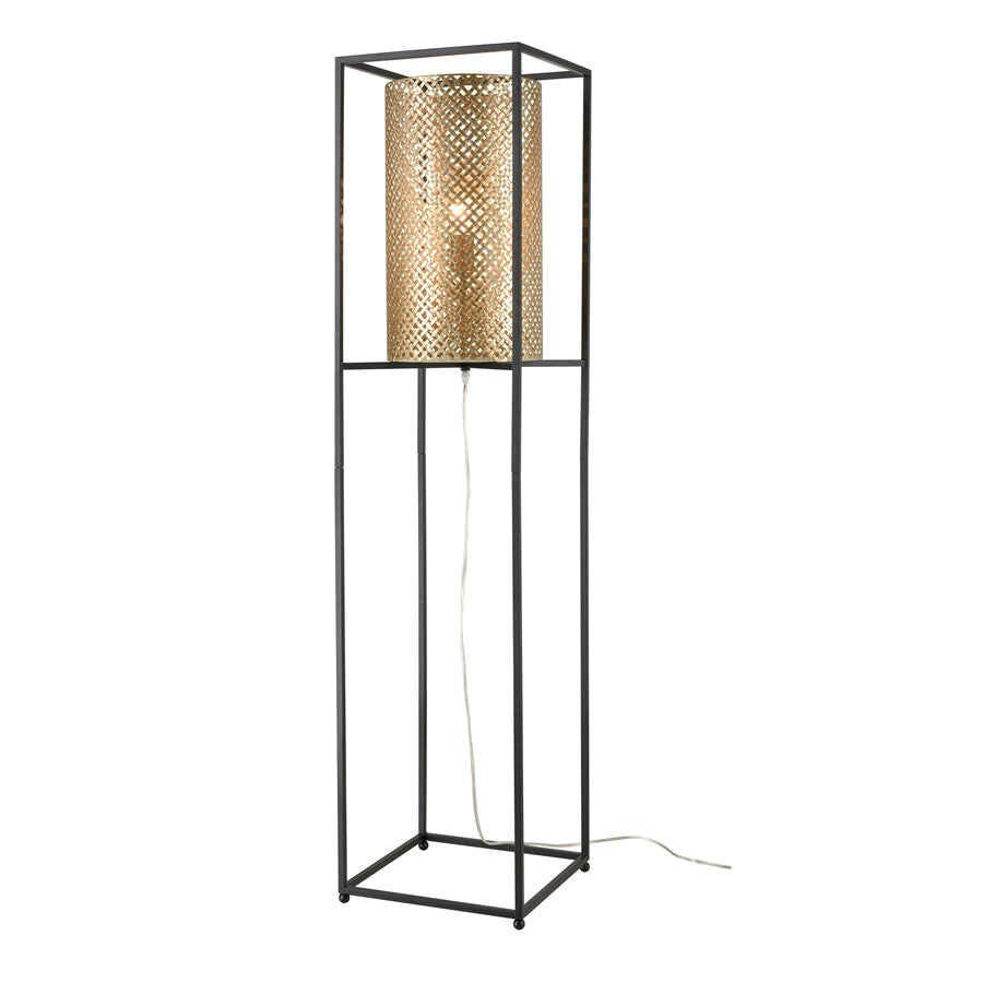 Atlas Lighting Gavia 60in 1-Light Floor Lamp | Transitional Antique Gold and Black Metal | Living Room & Bedroom | 13 x 13 x 60 in | Model PL11008-GD
