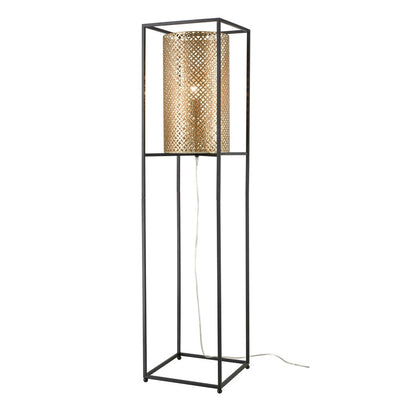 Atlas Lighting Gavia 60in 1-Light Floor Lamp | Transitional Antique Gold and Black Metal | Living Room & Bedroom | 13 x 13 x 60 in | Model PL11008-GD