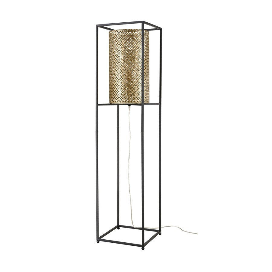 Atlas Lighting Gavia 60in 1-Light Floor Lamp | Transitional Antique Gold and Black Metal | Living Room & Bedroom | 13 x 13 x 60 in | Model PL11008-GD