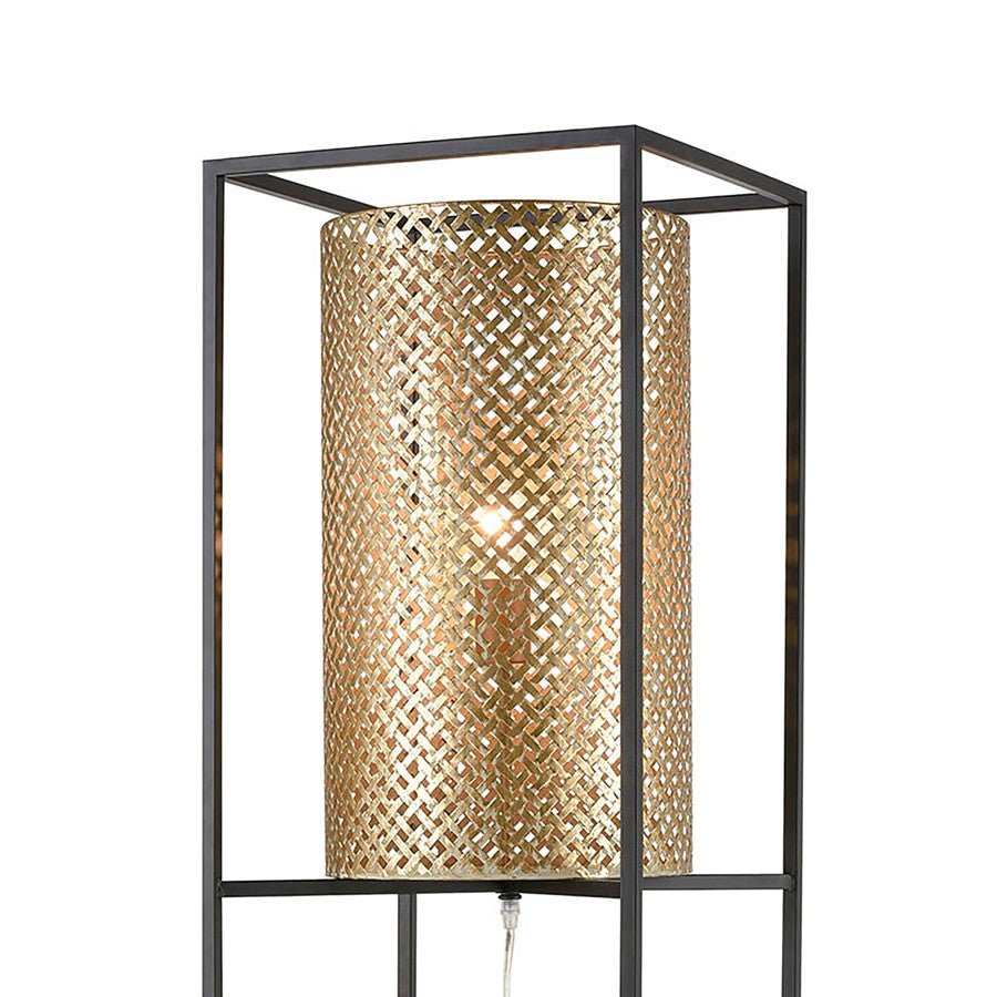 Atlas Lighting Gavia 60in 1-Light Floor Lamp | Transitional Antique Gold and Black Metal | Living Room & Bedroom | 13 x 13 x 60 in | Model PL11008-GD