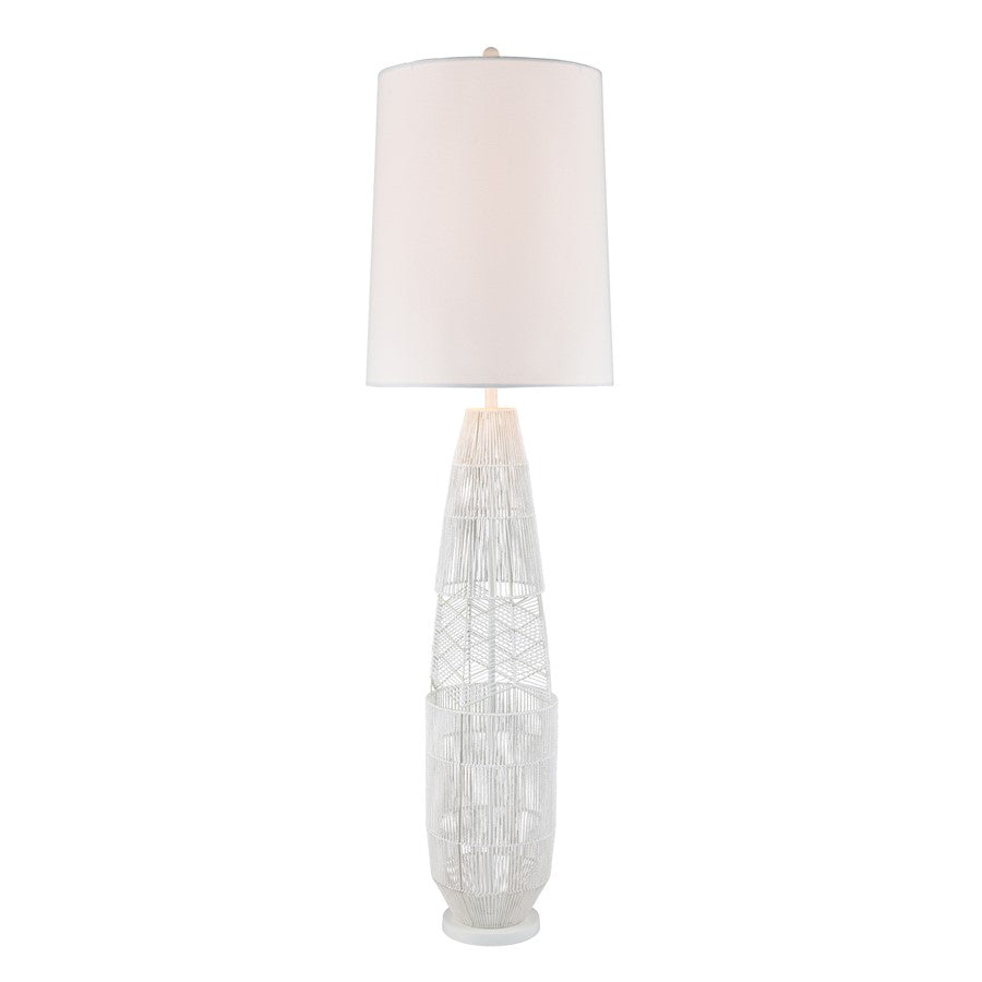 Atlas Lighting Husk 63in 1-Light Floor Lamp | Transitional White and Natural Rope | Living Room & Bedroom | 19 x 19 x 63 in | Model PL11010-WH